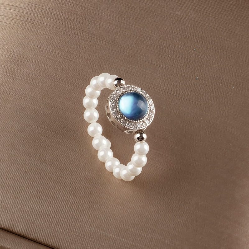 Tibetan 925 Silver Pearl Blue Chalcedony Healing Bracelet Tibetan 925 Silver Pearl Blue Chalcedony Healing Bracelet