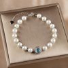 Tibetan 925 Silver Pearl Blue Chalcedony Healing Bracelet Tibetan 925 Silver Pearl Blue Chalcedony Healing Bracelet