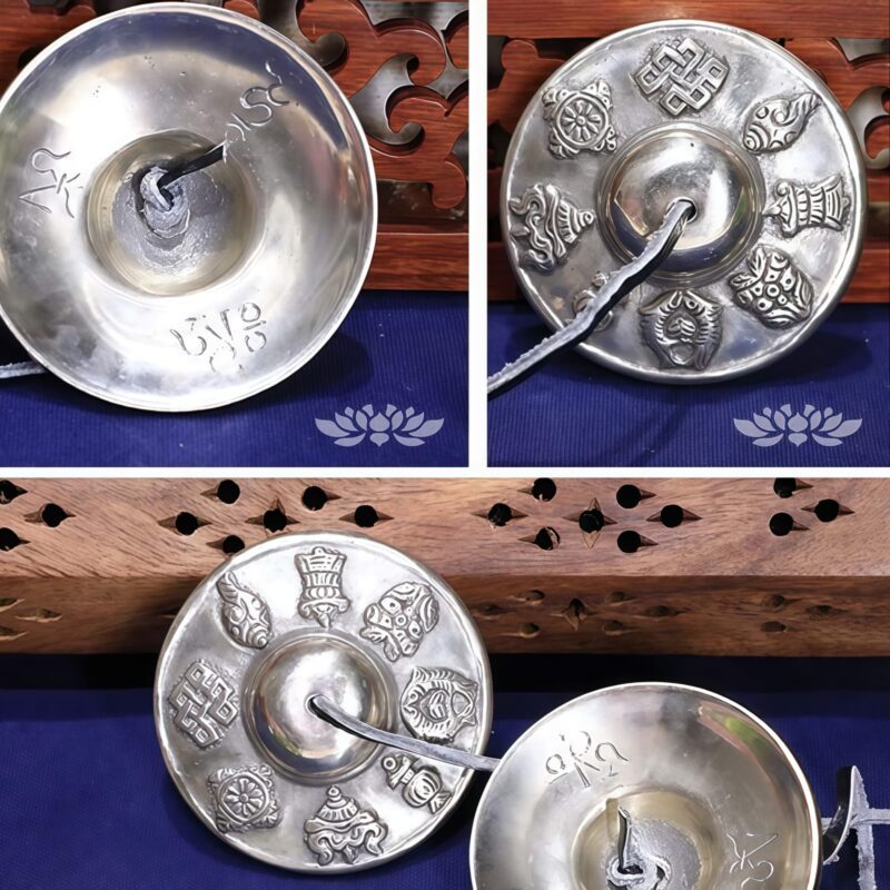 Tibetische Weißkupfer Tingsha-Glocke: Klangvolle Harmonie der Sechs Wahren Worte Tibetan White Copper Tingsha Bell Six True Words Healing Decoration - 6