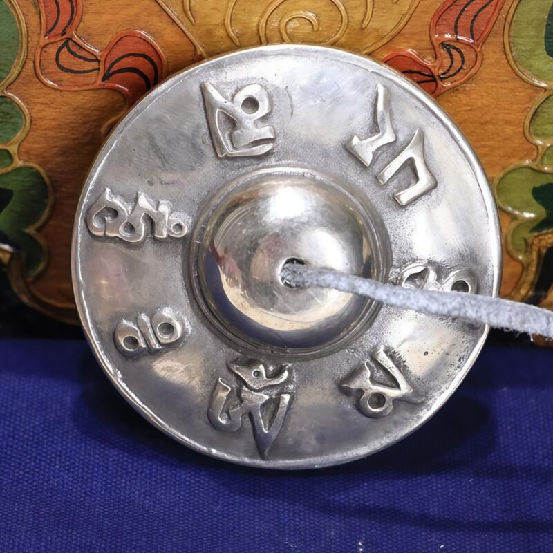 Tibetische Weißkupfer Tingsha-Glocke: Klangvolle Harmonie der Sechs Wahren Worte Tibetan White Copper Tingsha Bell Six True Words Healing Decoration - 3