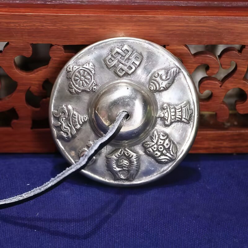 Tibetische Weißkupfer Tingsha-Glocke: Klangvolle Harmonie der Sechs Wahren Worte Tibetan White Copper Tingsha Bell Six True Words Healing Decoration - 2
