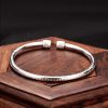 Brazalete de Cobre Blanco con el Sutra del Corazón y Esvástica White Copper Heart Sutra Swastika Bracelet