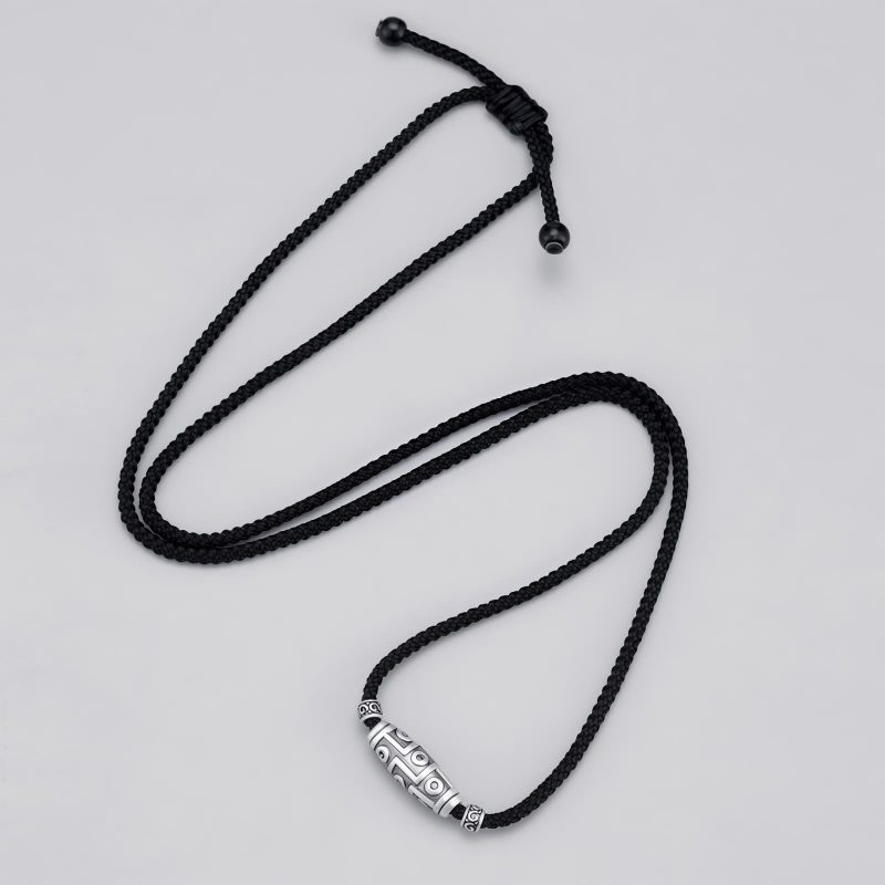 999 Sterling Silver Nine-Eye Dzi Bead Protection Necklace Pendant 999 Sterling Silver Nine-Eye Dzi Bead Protection Necklace Pendant