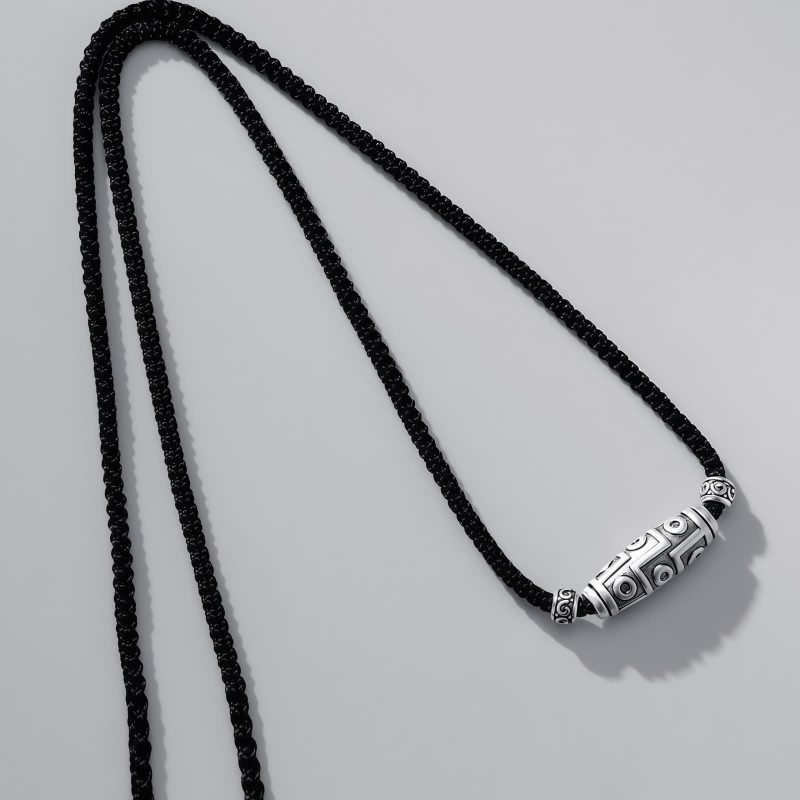 999 Sterling Silver Nine-Eye Dzi Bead Protection Necklace Pendant 999 Sterling Silver Nine-Eye Dzi Bead Protection Necklace Pendant