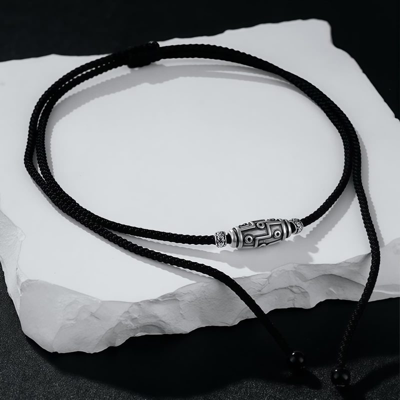 999 Sterling Silver Nine-Eye Dzi Bead Protection Necklace Pendant 999 Sterling Silver Nine-Eye Dzi Bead Protection Necklace Pendant