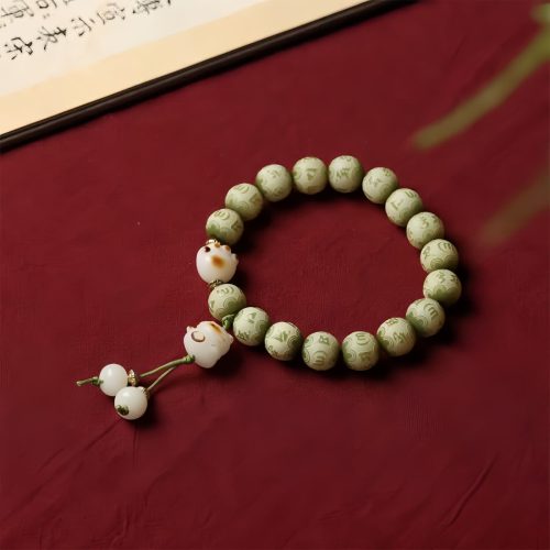 Bodhi Seed Cat Paw Wisdom Bracelet with Om Mani Padme Hum Charm