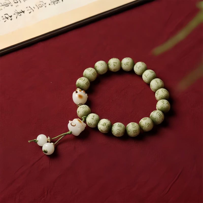 Bodhi Seed Cat Paw Wisdom Bracelet with Om Mani Padme Hum Charm Bodhi Seed Cat Paw Wisdom Bracelet with Om Mani Padme Hum Charm