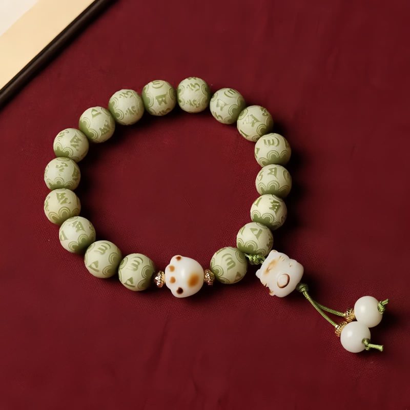 Bodhi Seed Cat Paw Wisdom Bracelet with Om Mani Padme Hum Charm Bodhi Seed Cat Paw Wisdom Bracelet with Om Mani Padme Hum Charm