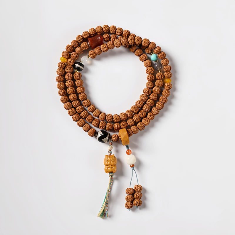 Bodhi Seed Three-eyed Dzi Bead Wealth Bracelet Bodhi Seed Three-eyed Dzi Bead Wealth Bracelet