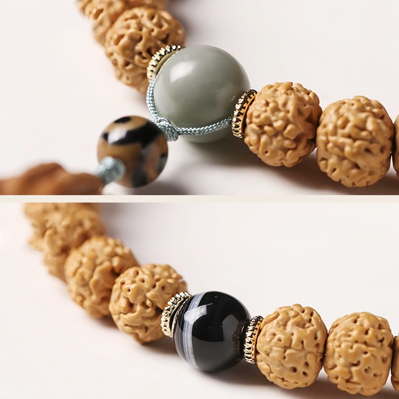 Bodhi Seed Three-eyed Dzi Bead Wealth Bracelet Bodhi Seed Three-eyed Dzi Bead Wealth Bracelet