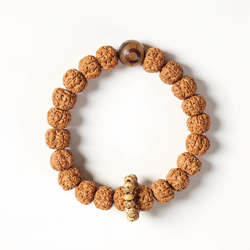 Bodhi Seed Three-eyed Dzi Bead Wealth Bracelet Bodhi Seed Three-eyed Dzi Bead Wealth Bracelet