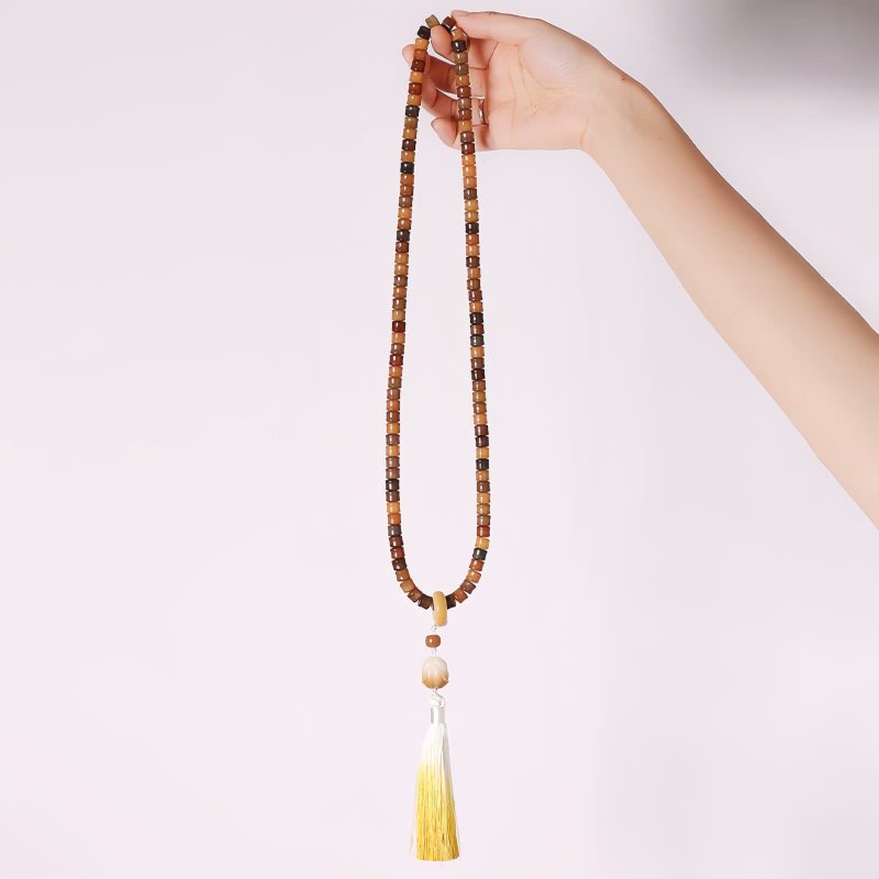 彫刻入り菩提樹の種 108玉 瞑想・念珠ブレスレット Engraved Bodhi Seed Harmony Meditation Bracelet