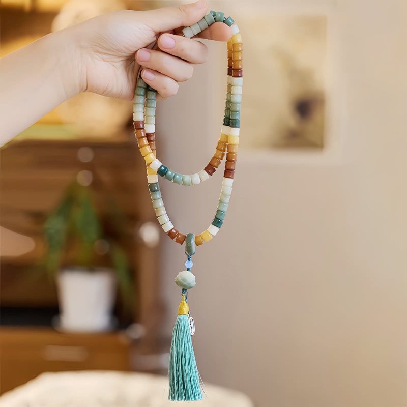 彫刻入り菩提樹の種 108玉 瞑想・念珠ブレスレット Engraved Bodhi Seed Harmony Meditation Bracelet