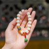 Natural Bodhi Seed Lotus Bracelet with Red Agate Natural Bodhi Seed Lotus Bracelet with Red Agate