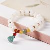 Natural Bodhi Seed Lotus Bracelet with Red Agate Natural Bodhi Seed Lotus Bracelet with Red Agate