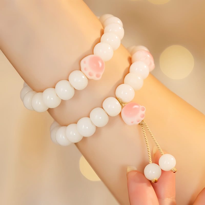 Natural Bodhi Seed Lucky Cat Paw Bracelet Natural Bodhi Seed Lucky Cat Paw Bracelet
