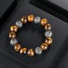 Natural Lava Rock & Tiger Eye Om Mani Padme Hum Bracelet Natural Lava Rock & Tiger Eye Om Mani Padme Hum Bracelet