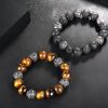 Natural Lava Rock & Tiger Eye Om Mani Padme Hum Bracelet Natural Lava Rock & Tiger Eye Om Mani Padme Hum Bracelet