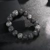 Natural Lava Rock & Tiger Eye Om Mani Padme Hum Bracelet Natural Lava Rock & Tiger Eye Om Mani Padme Hum Bracelet