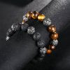 Natural Lava Rock & Tiger Eye Om Mani Padme Hum Bracelet Natural Lava Rock & Tiger Eye Om Mani Padme Hum Bracelet