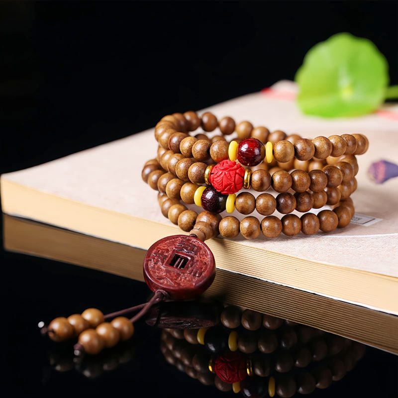 Peach Wood Bodhi Seed Lotus Meditation Bracelet Peach Wood Bodhi Seed Lotus Meditation Bracelet