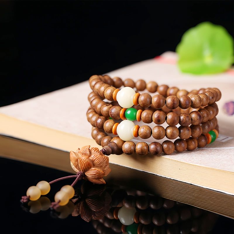 Peach Wood Bodhi Seed Lotus Meditation Bracelet Peach Wood Bodhi Seed Lotus Meditation Bracelet
