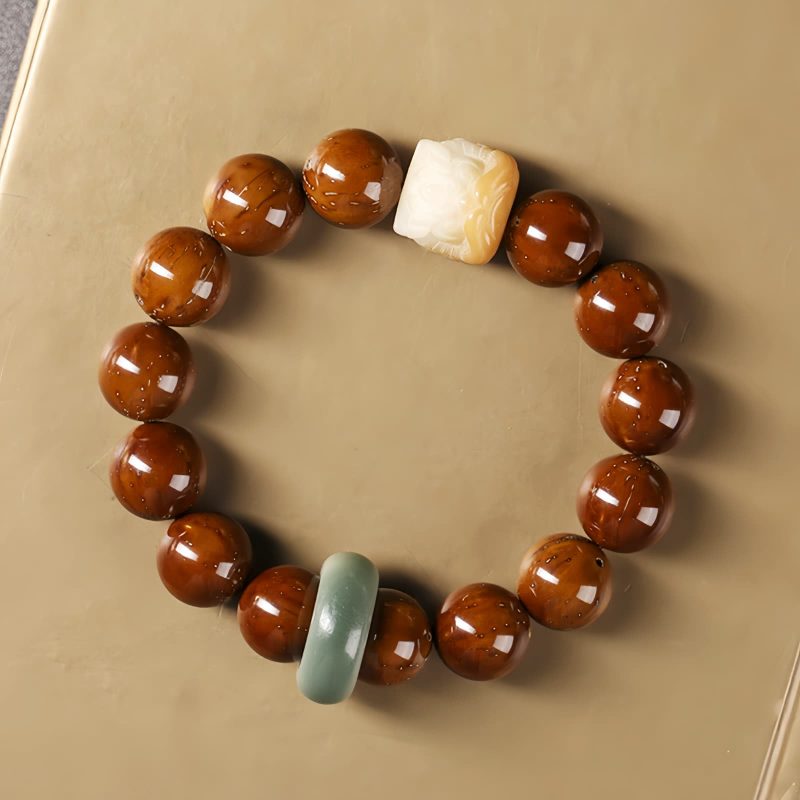 Purple Bodhi Seed Wisdom Bracelet with Dancing Lion Purple Bodhi Seed Wisdom Bracelet with Dancing Lion