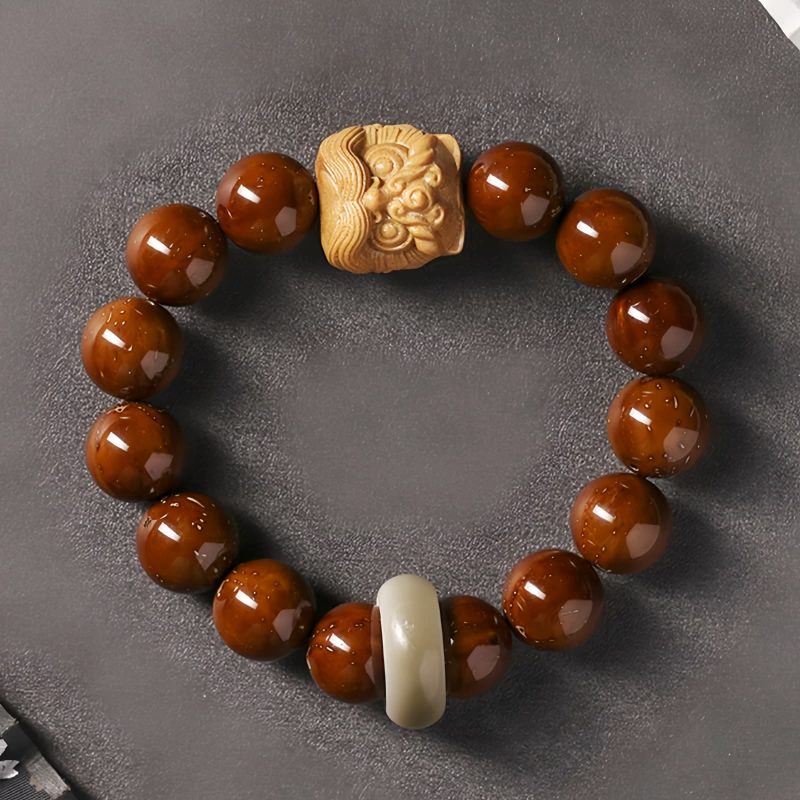 Purple Bodhi Seed Wisdom Bracelet with Dancing Lion Purple Bodhi Seed Wisdom Bracelet with Dancing Lion