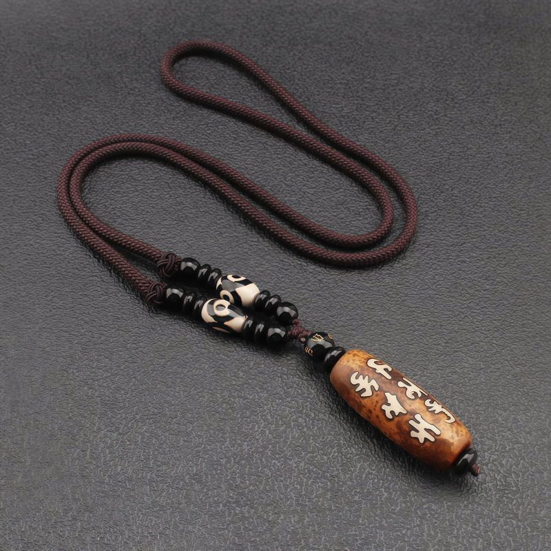 Tibet Dzi Bead Om Mani Padme Hum Avalokitesvara Wealth Necklace Tibet Dzi Bead Om Mani Padme Hum Avalokitesvara Wealth Necklace