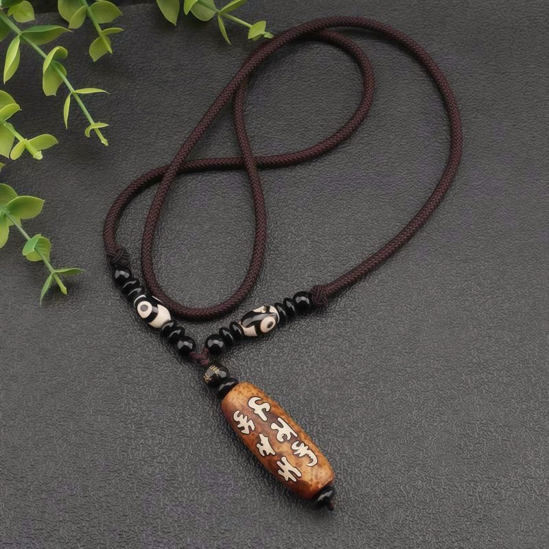 Tibet Dzi Bead Om Mani Padme Hum Avalokitesvara Wealth Necklace Tibet Dzi Bead Om Mani Padme Hum Avalokitesvara Wealth Necklace
