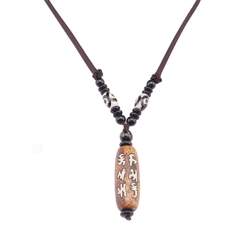 Tibet Dzi Bead Om Mani Padme Hum Avalokitesvara Wealth Necklace Tibet Dzi Bead Om Mani Padme Hum Avalokitesvara Wealth Necklace