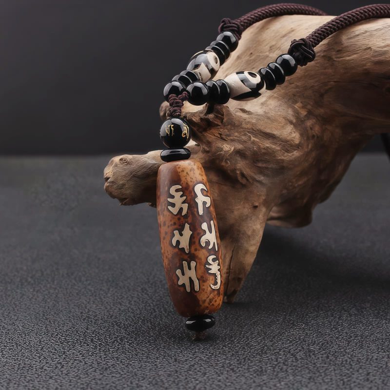 Tibet Dzi Bead Om Mani Padme Hum Avalokitesvara Wealth Necklace Tibet Dzi Bead Om Mani Padme Hum Avalokitesvara Wealth Necklace