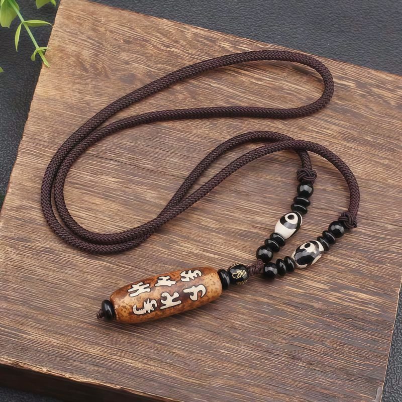 Tibet Dzi Bead Om Mani Padme Hum Avalokitesvara Wealth Necklace Tibet Dzi Bead Om Mani Padme Hum Avalokitesvara Wealth Necklace