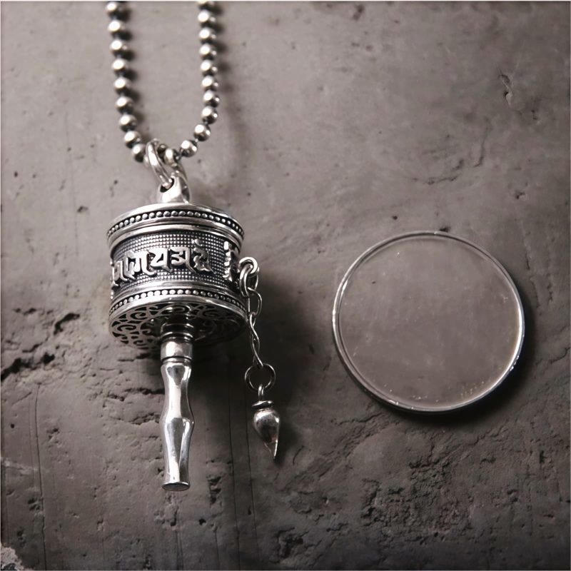 Tibetan 925 Sterling Silver Om Mani Padme Hum Prayer Wheel Necklace Tibetan 925 Sterling Silver Om Mani Padme Hum Prayer Wheel Necklace