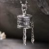 Tibetan 925 Sterling Silver Om Mani Padme Hum Prayer Wheel Necklace Tibetan 925 Sterling Silver Om Mani Padme Hum Prayer Wheel Necklace