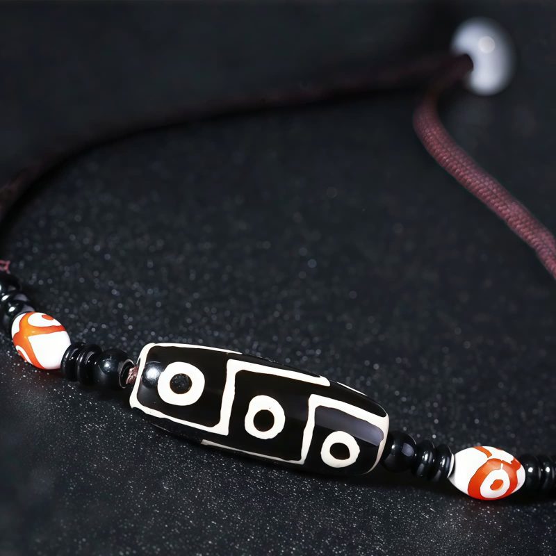 Agate Tibetan Dzi Bead Protection Necklace Agate Tibetan Dzi Bead Protection Necklace