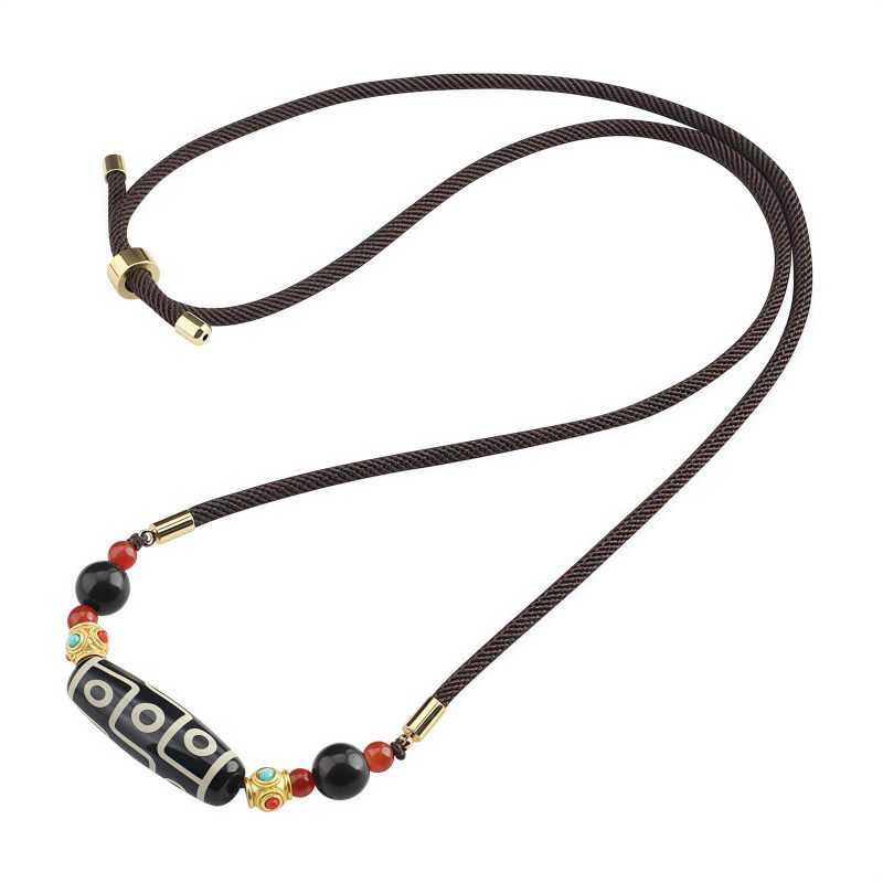Tibetan Nine-Eye Dzi Bead Protection Necklace Tibetan Nine-Eye Dzi Bead Protection Necklace