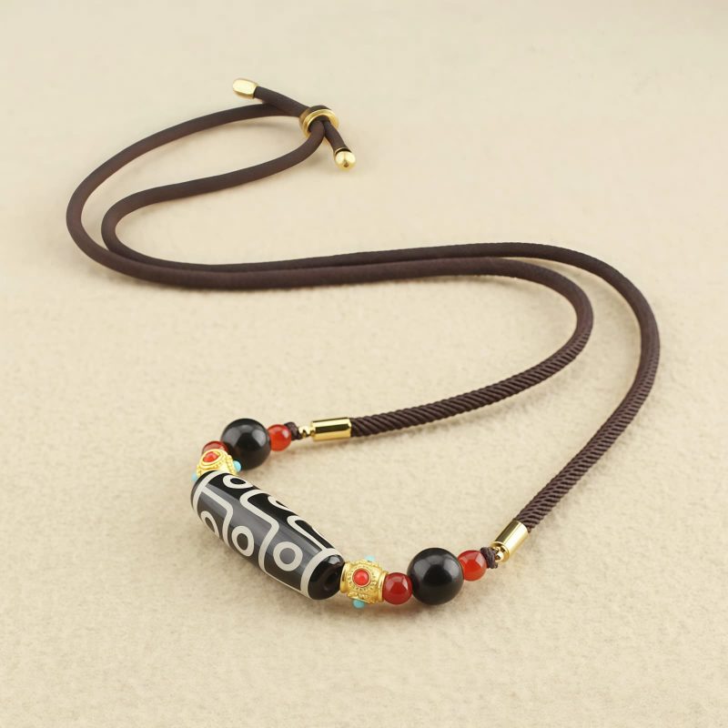 Tibetan Nine-Eye Dzi Bead Protection Necklace Tibetan Nine-Eye Dzi Bead Protection Necklace