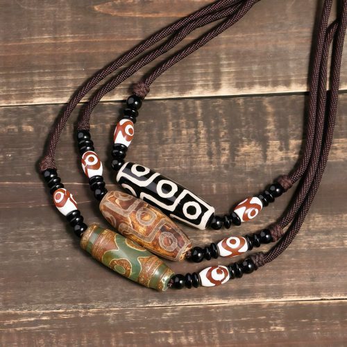 Agate Tibetan Dzi Bead Protection Necklace