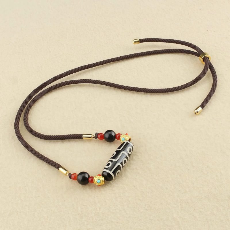 Tibetan Nine-Eye Dzi Bead Protection Necklace Tibetan Nine-Eye Dzi Bead Protection Necklace