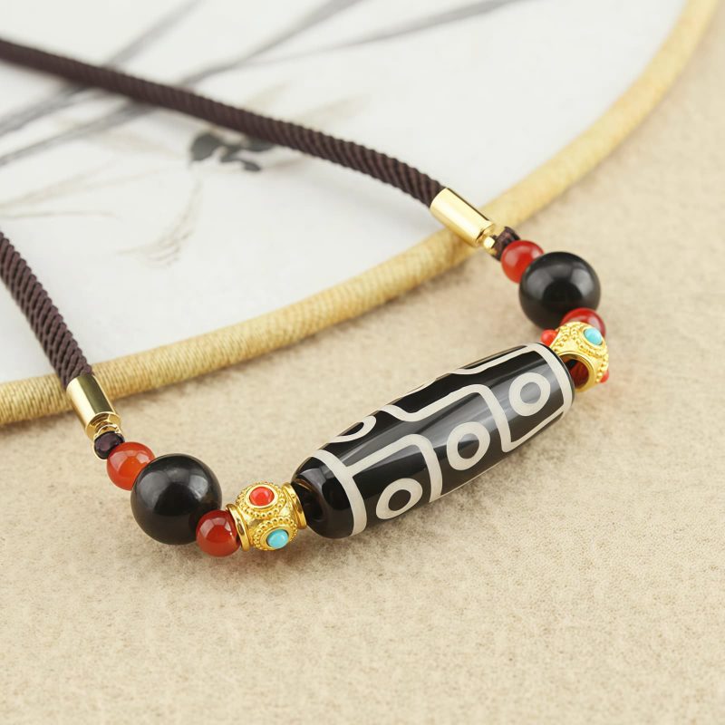 Tibetan Nine-Eye Dzi Bead Protection Necklace Tibetan Nine-Eye Dzi Bead Protection Necklace