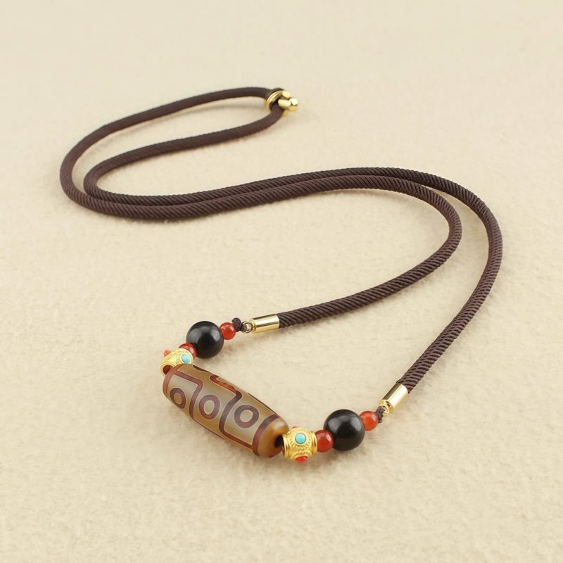 Tibetan Nine-Eye Dzi Bead Protection Necklace Tibetan Nine-Eye Dzi Bead Protection Necklace