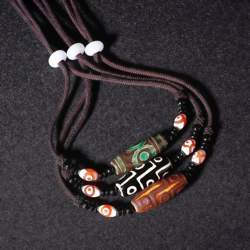 Agate Tibetan Dzi Bead Protection Necklace Agate Tibetan Dzi Bead Protection Necklace