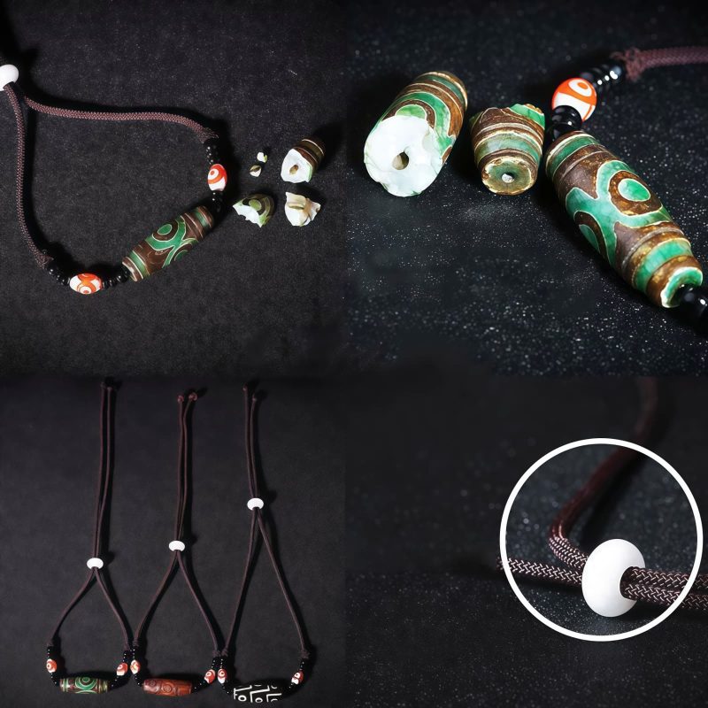 Agate Tibetan Dzi Bead Protection Necklace Agate Tibetan Dzi Bead Protection Necklace