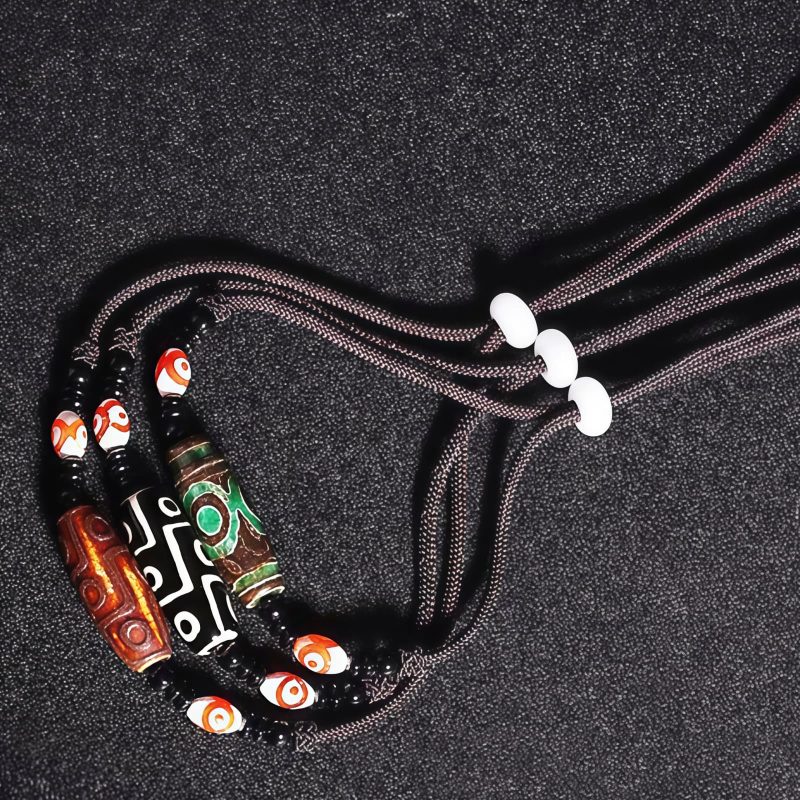 Agate Tibetan Dzi Bead Protection Necklace Agate Tibetan Dzi Bead Protection Necklace
