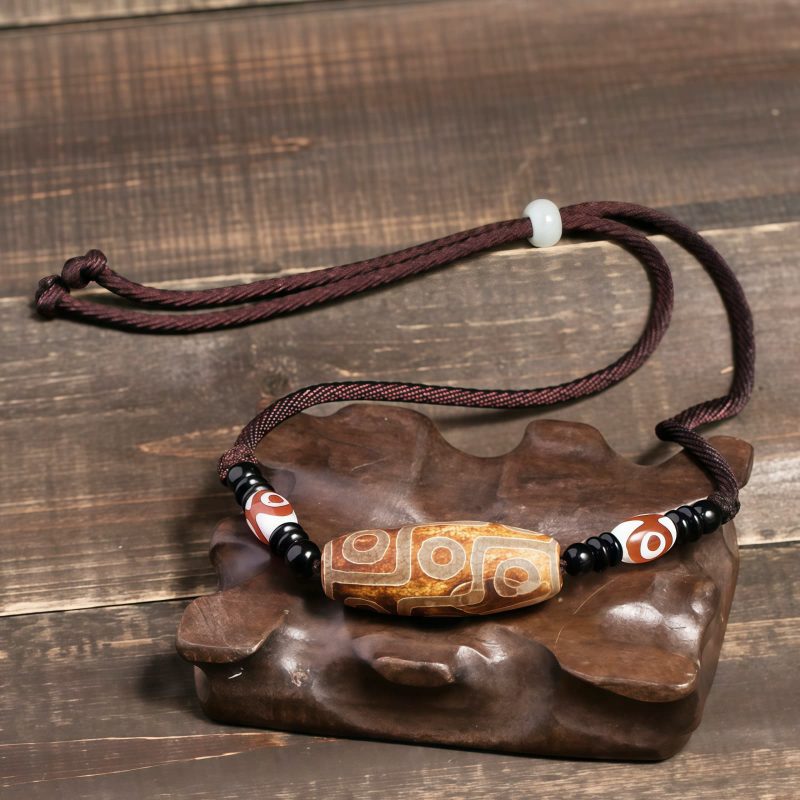 Agate Tibetan Dzi Bead Protection Necklace Agate Tibetan Dzi Bead Protection Necklace