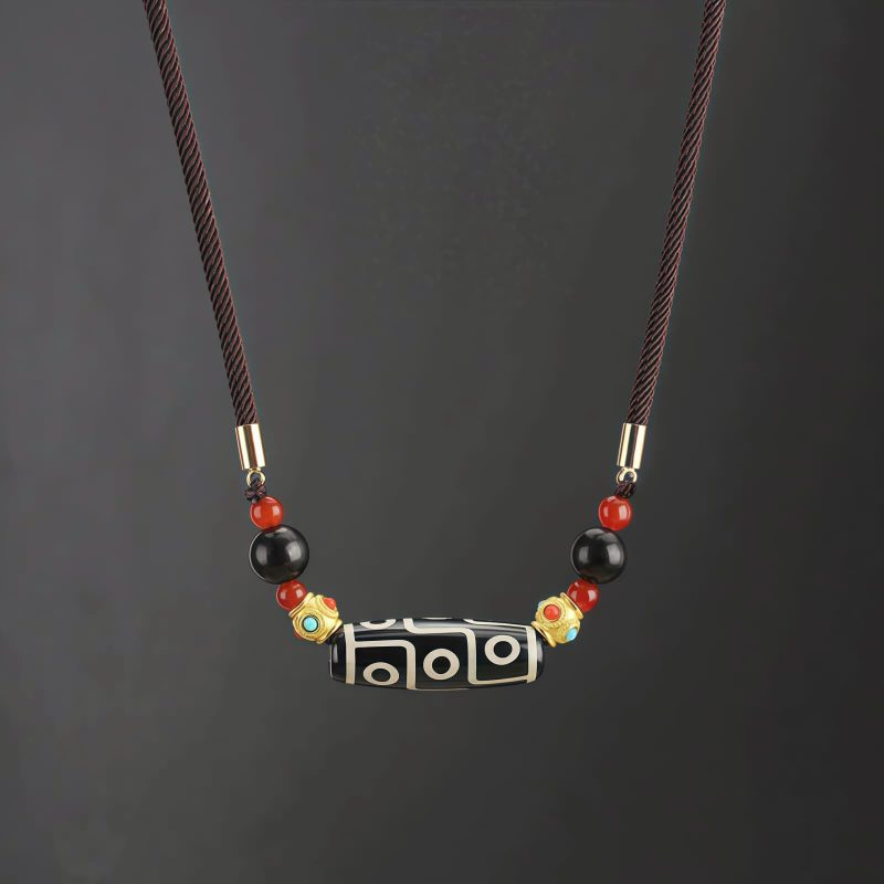 Tibetan Nine-Eye Dzi Bead Protection Necklace Tibetan Nine-Eye Dzi Bead Protection Necklace