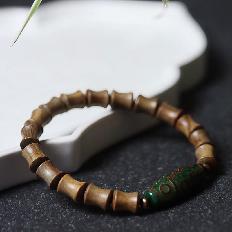 Tibetan Nine-Eye Dzi Bead Sandalwood Peace Bracelet Tibetan Nine-Eye Dzi Bead Sandalwood Peace Bracelet