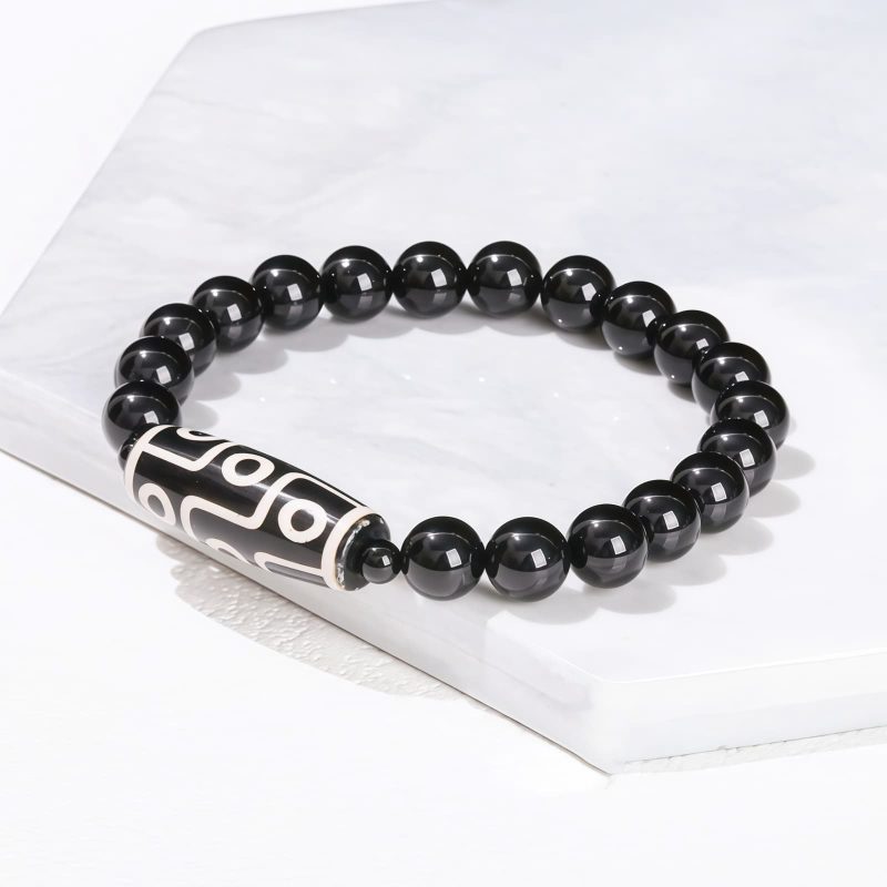 Pulsera Tibetana de Sándalo y Cuenta Dzi de Nueve Ojos para la Abundancia Tibetan Nine-Eye Dzi Bead Sandalwood Wealth Bracelet
