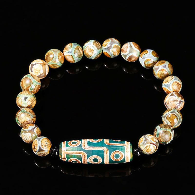 Pulsera Tibetana de Sándalo y Cuenta Dzi de Nueve Ojos para la Abundancia Tibetan Nine-Eye Dzi Bead Sandalwood Wealth Bracelet